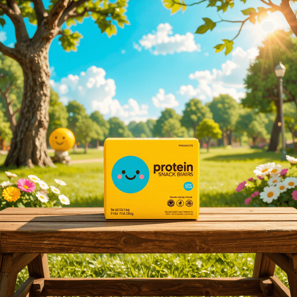 product photography of box of protein snack bars