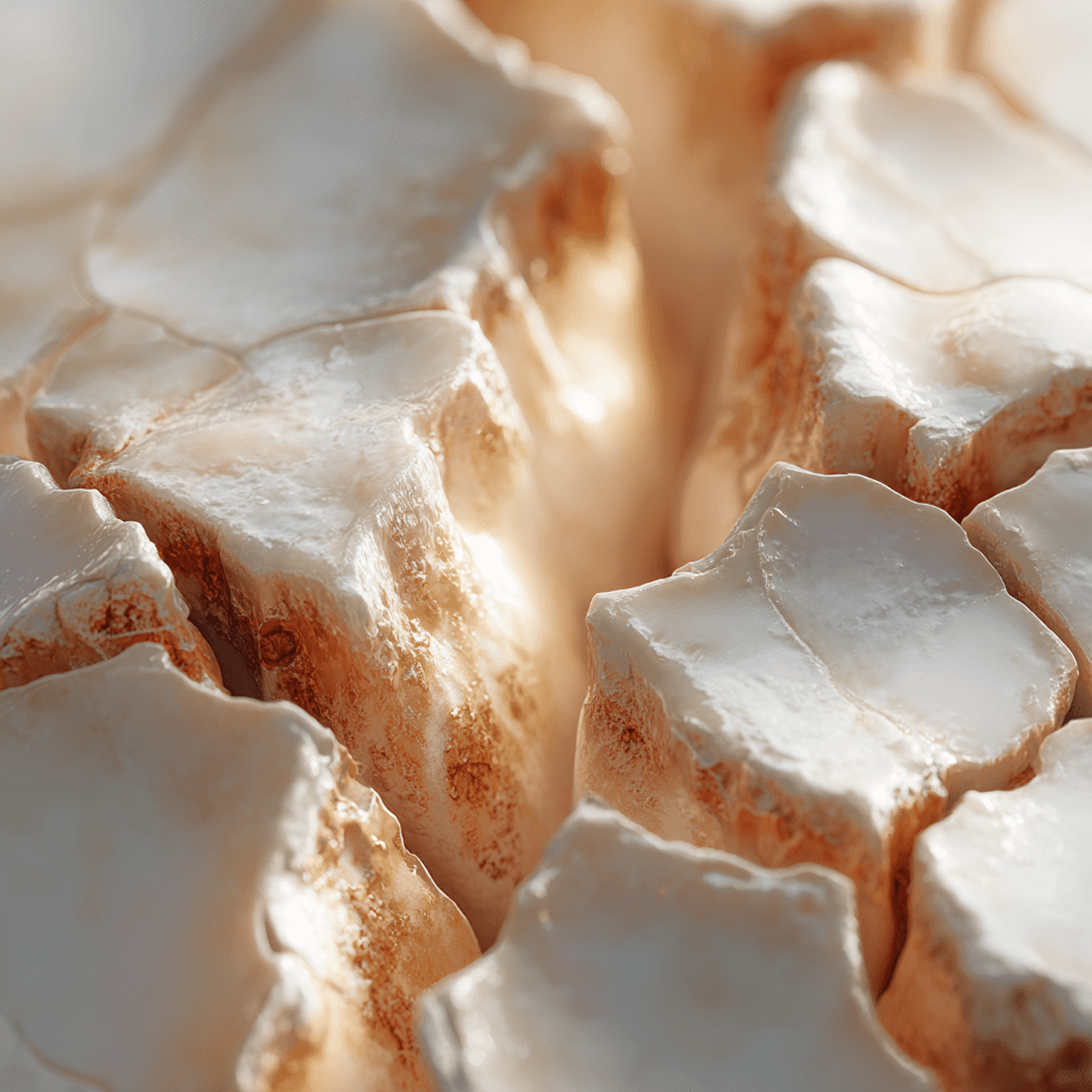 Close-up of a dry, cracked surface with uneven plates and visible fissures, representing nose dryness in dogs