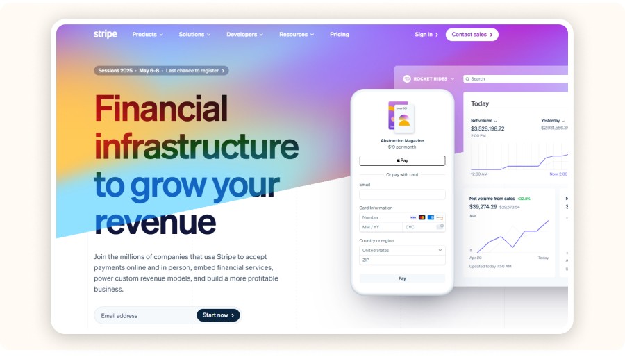 Stripe homepage