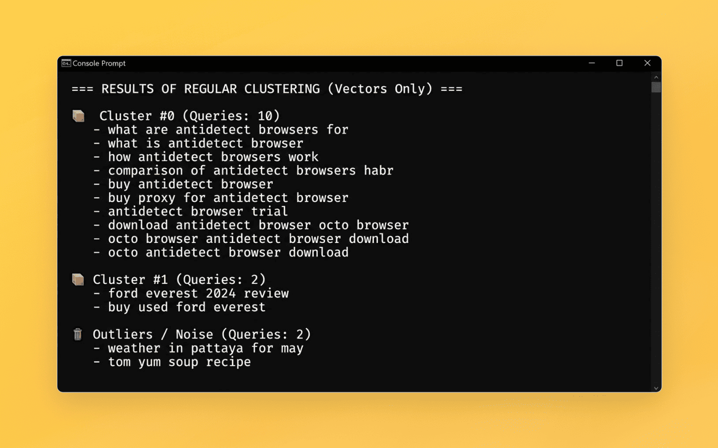 Hybrid clustering for separating search intents