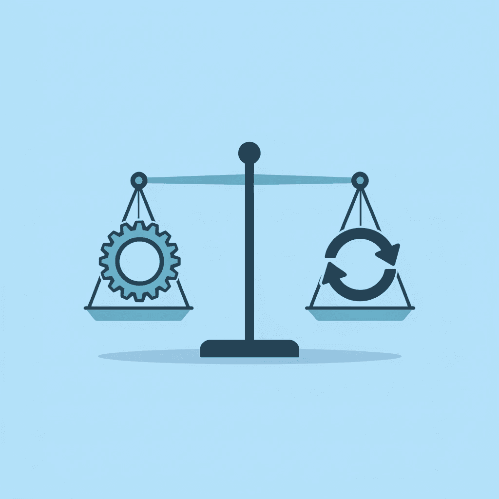 Left side shows rigid prediction-based system, right side shows flexible AI-powered system