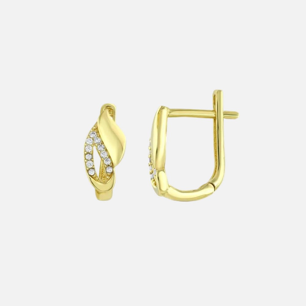 Assos Pırlanta 14 Ayar Altın Tasarım Küpe Şık Modern Takı