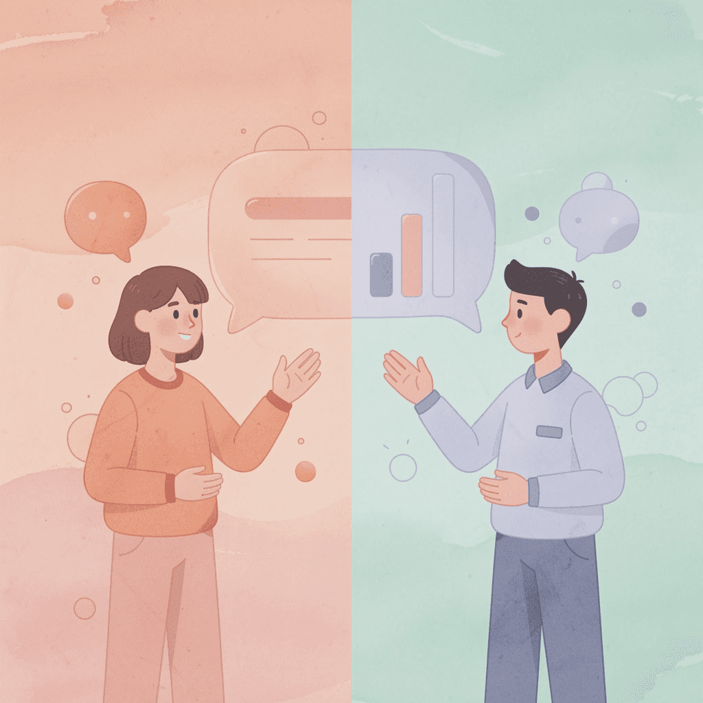 Split scene showing two different language family origins