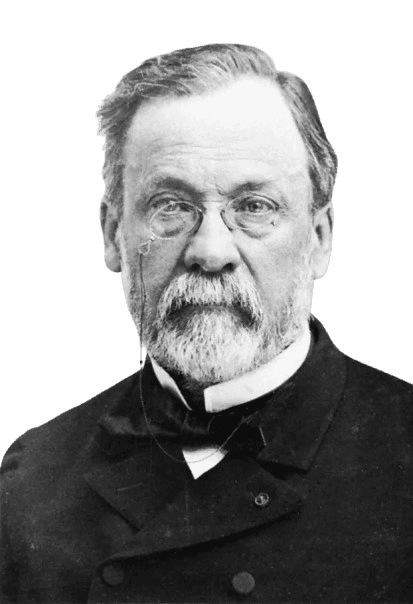 A black-and-white portrait of Louis Pasteur, the renowned 19th-century French biologist and chemist, known for his groundbreaking discoveries in the fields of microbiology and vaccination. He is seen wearing glasses and a formal suit, with a serious expression that reflects his scientific dedication. Pasteur’s contributions, including the development of the pasteurization process and vaccines for rabies and anthrax, revolutionized medicine and public health. This image captures his legacy as a pioneer in the fight against infectious diseases.