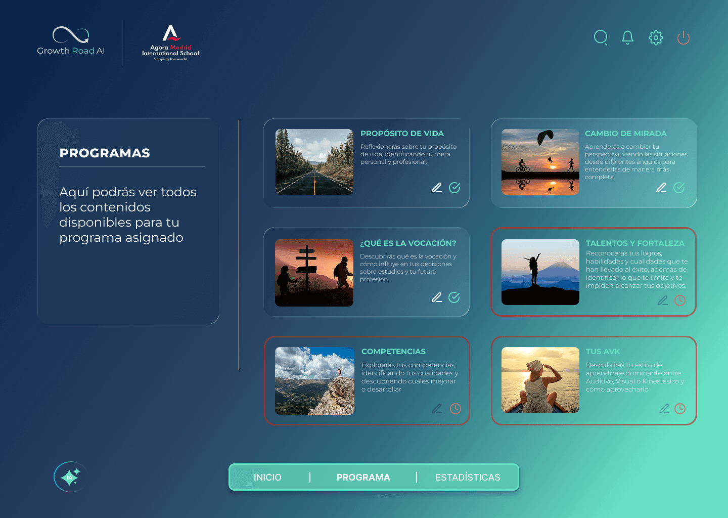 Programas de autoconocimiento, soft skills y coaching educativo en plataforma educativa