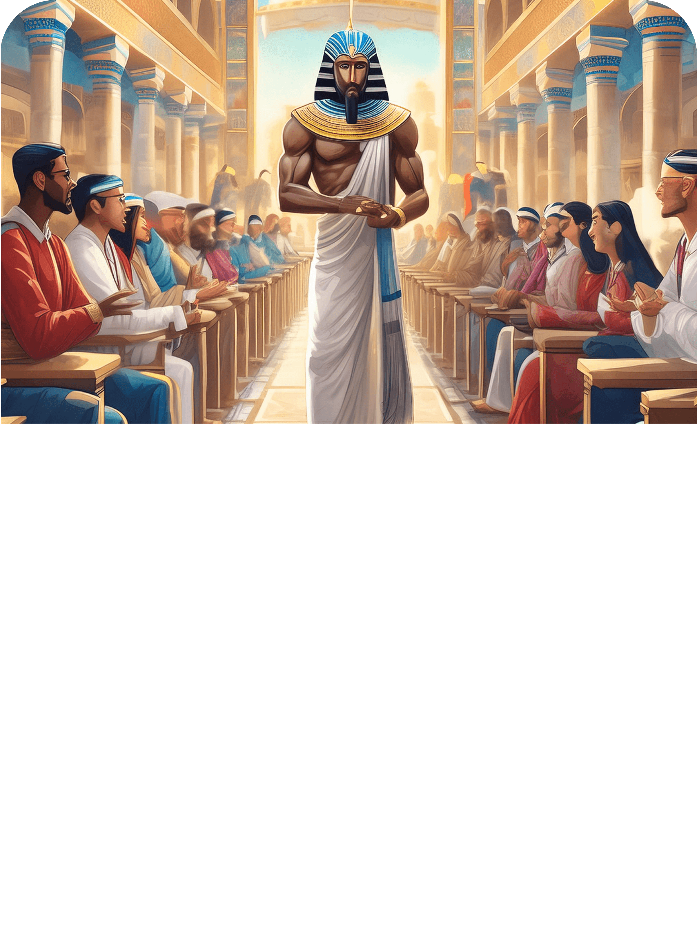 the pharaoh speaking to his people for growth in community