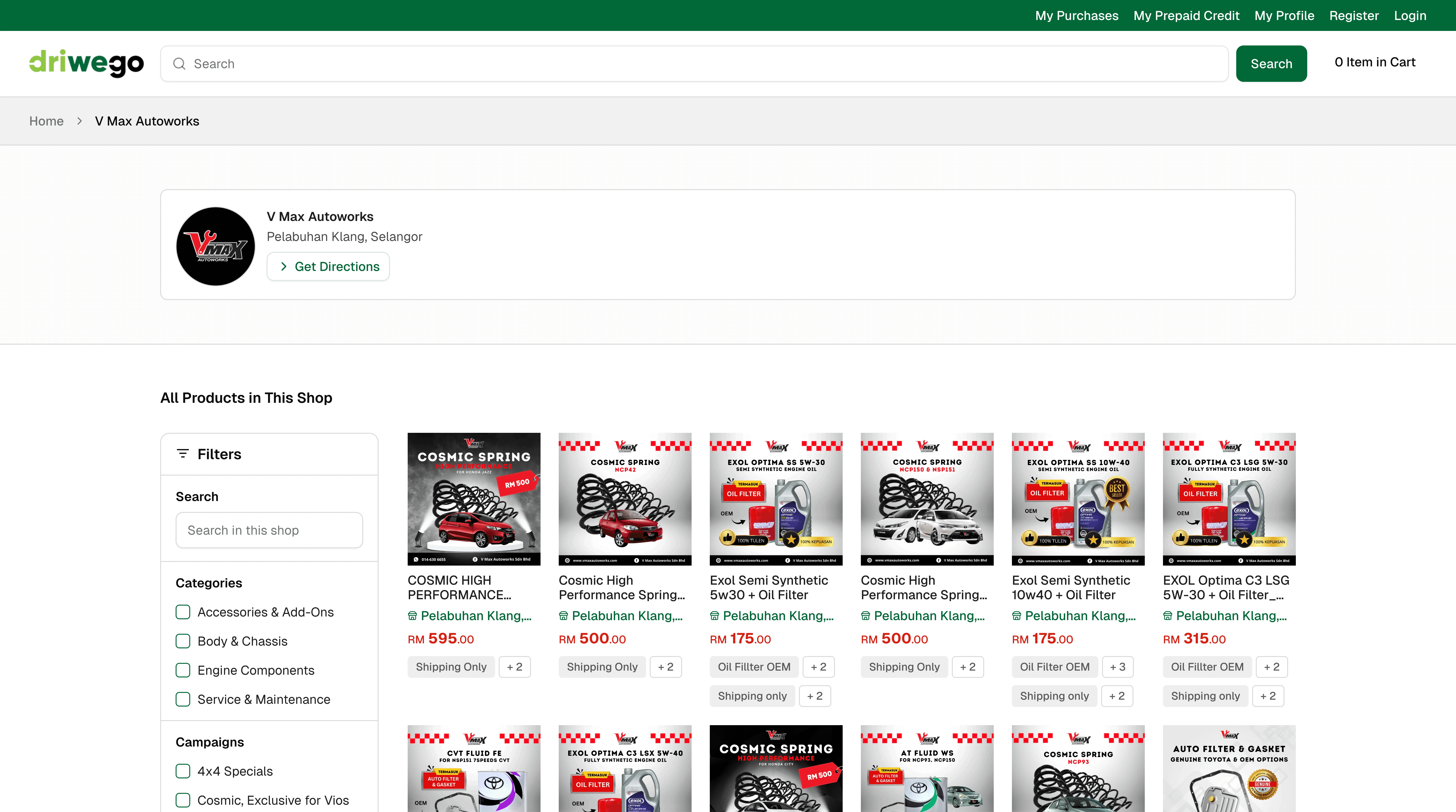 Every seller on Driwego operates a storefront — a dedicated shop page that exists independently of any individual product listing. Before you buy anything, you can see who you're buying from.
