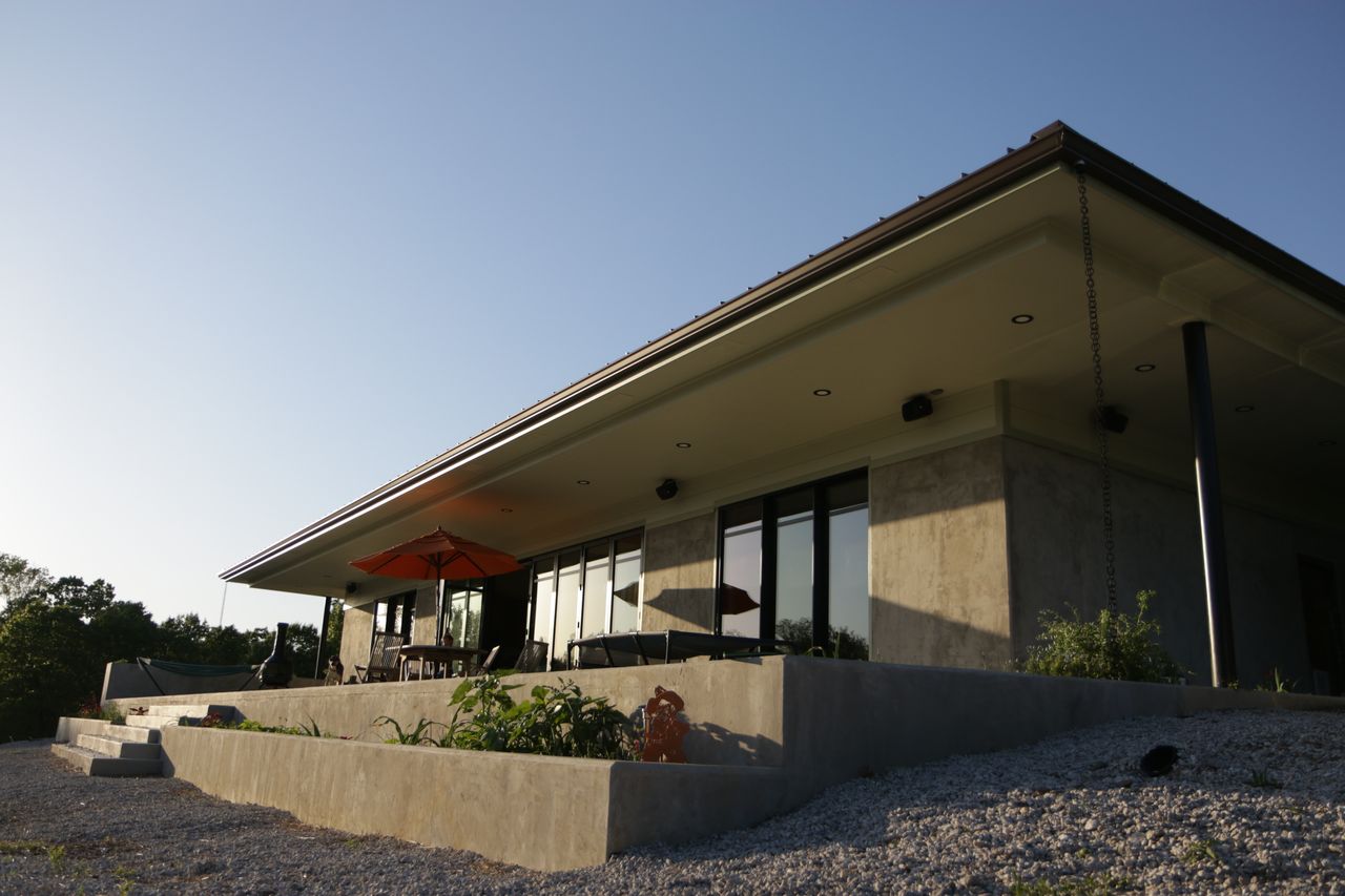 concrete house in oklahoma during sunset