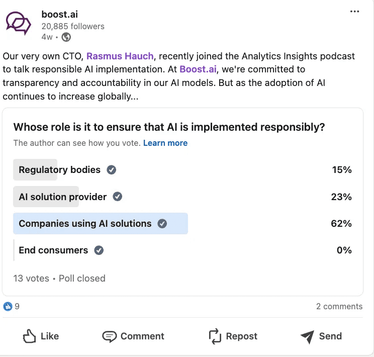 Boost.ai Marketing Spotlight: linkedin poll