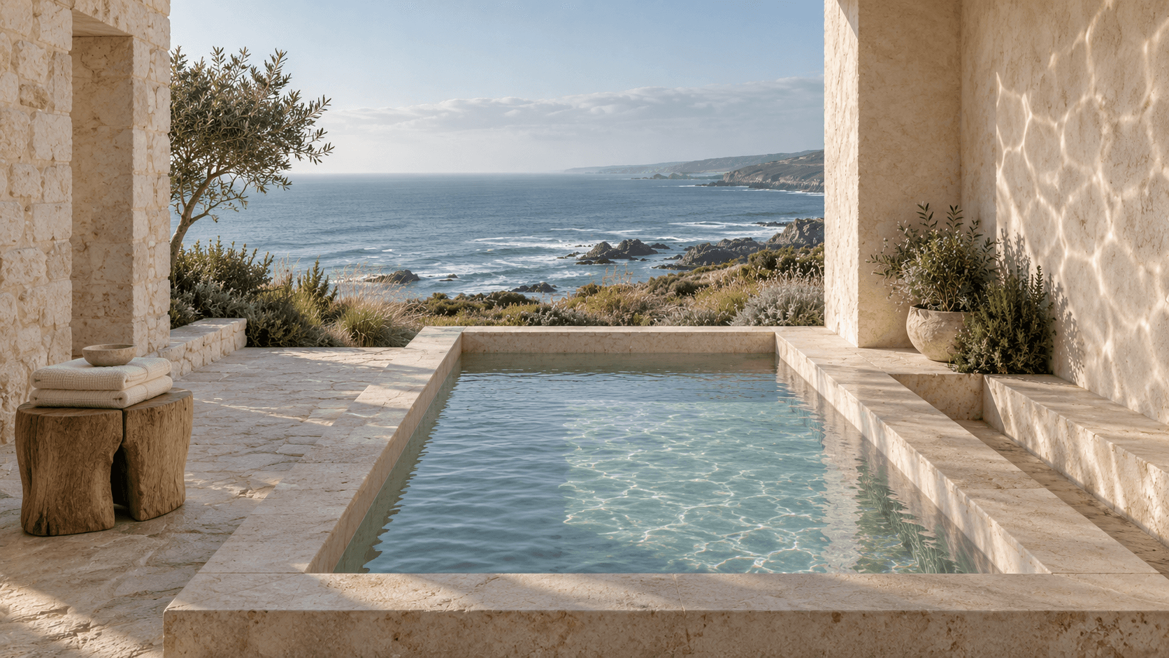 A still bathing courtyard
