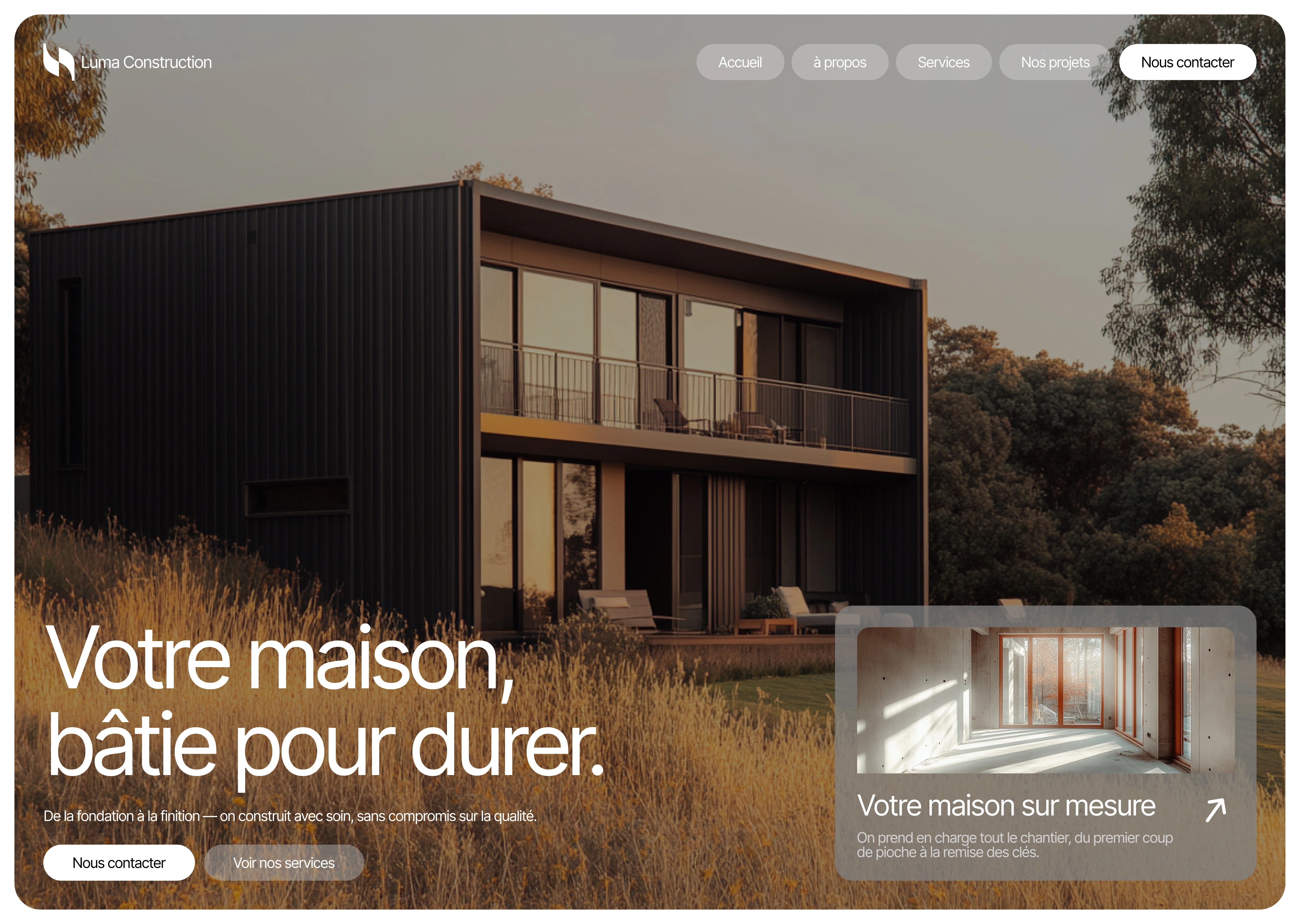 Maquette de site vitrine Framer pour artisan BTP