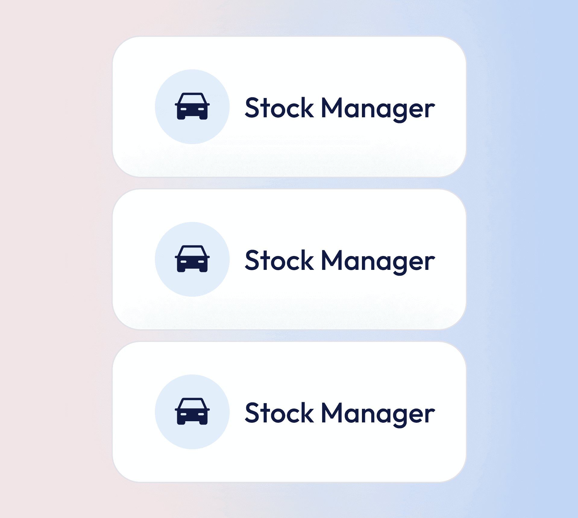 Stock Manager button options for car inventory.