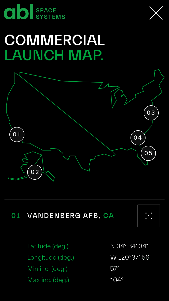 ABL Space Systems Commercial launch pad overlay mobile.