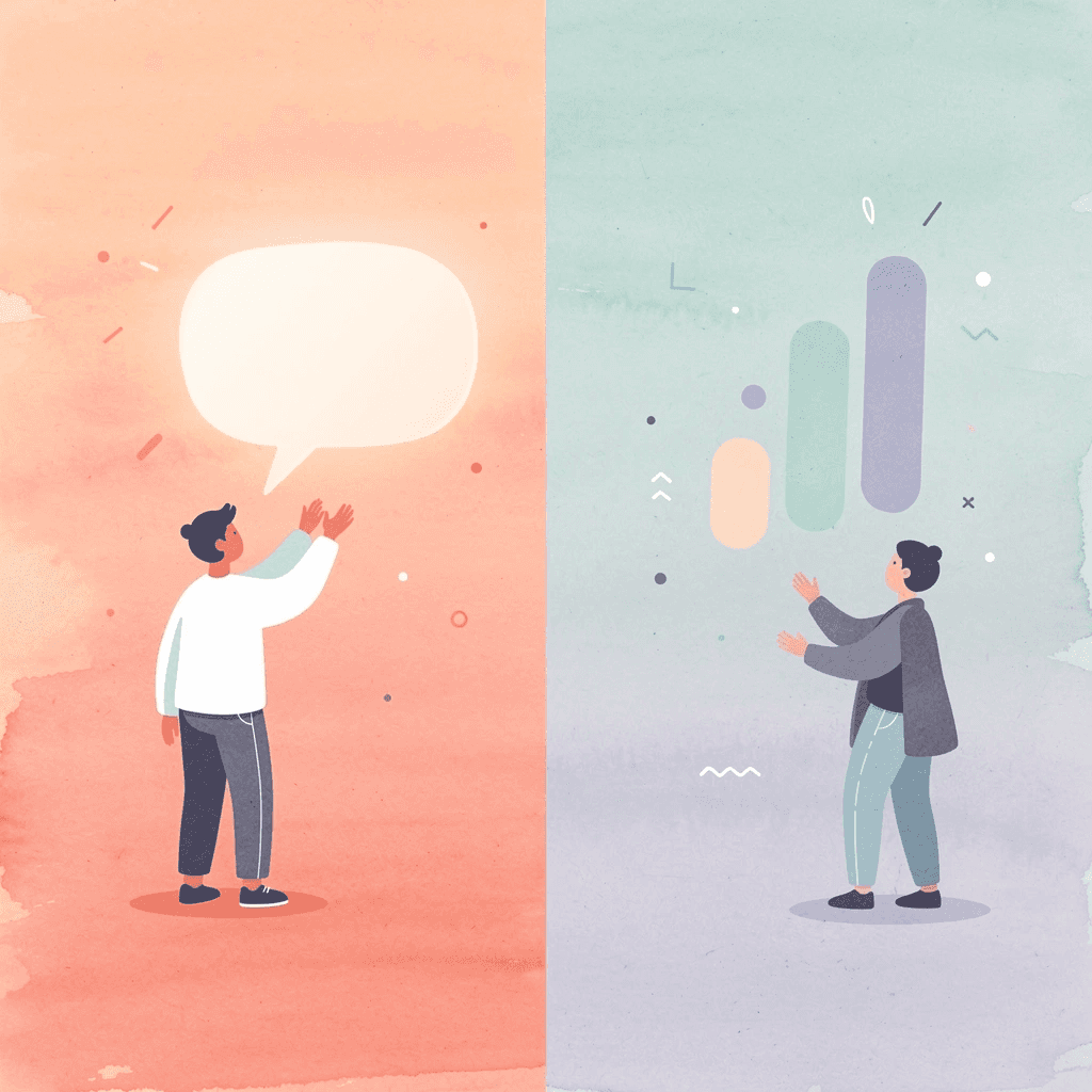Scene showing two contrasting approaches: reacting to AI versus leading with your own idea