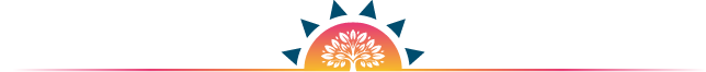 Stylized logo of a rising sun with a tree inside the sun’s center and blue rays extending upward, set above a gradient line fading from orange to pink.