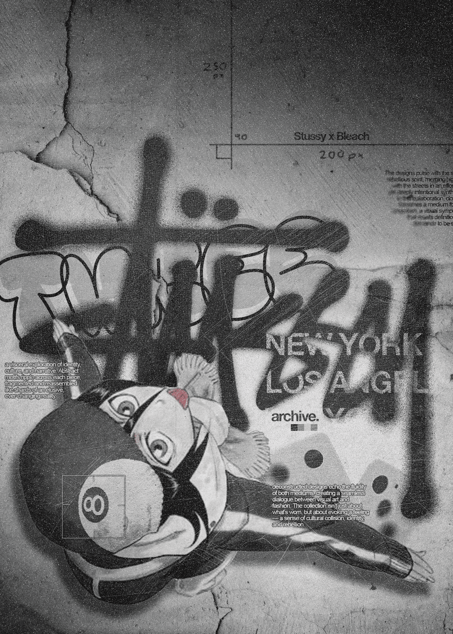 An abstract geometric design featuring angular shapes in orange and light pink/beige colors. The composition shows sharp, dynamic forms that suggest movement or speed, with the orange serving as the dominant background color.