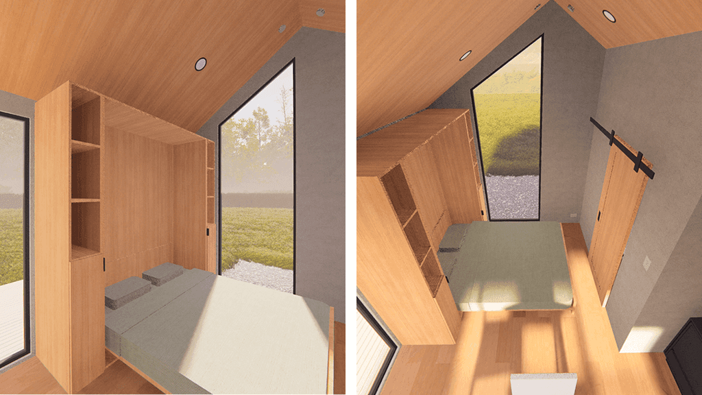 12x20 tiny house bedroom with murphy bed