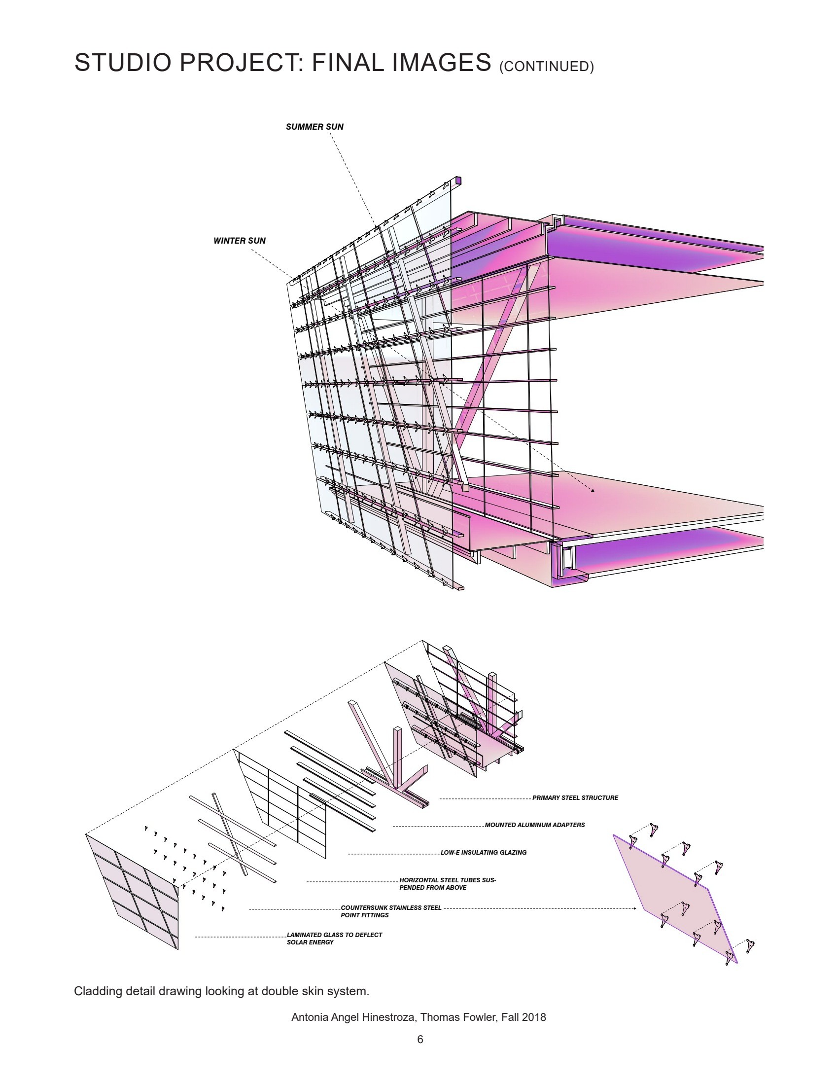 Original double-skin cladding drawing, with component annotations.