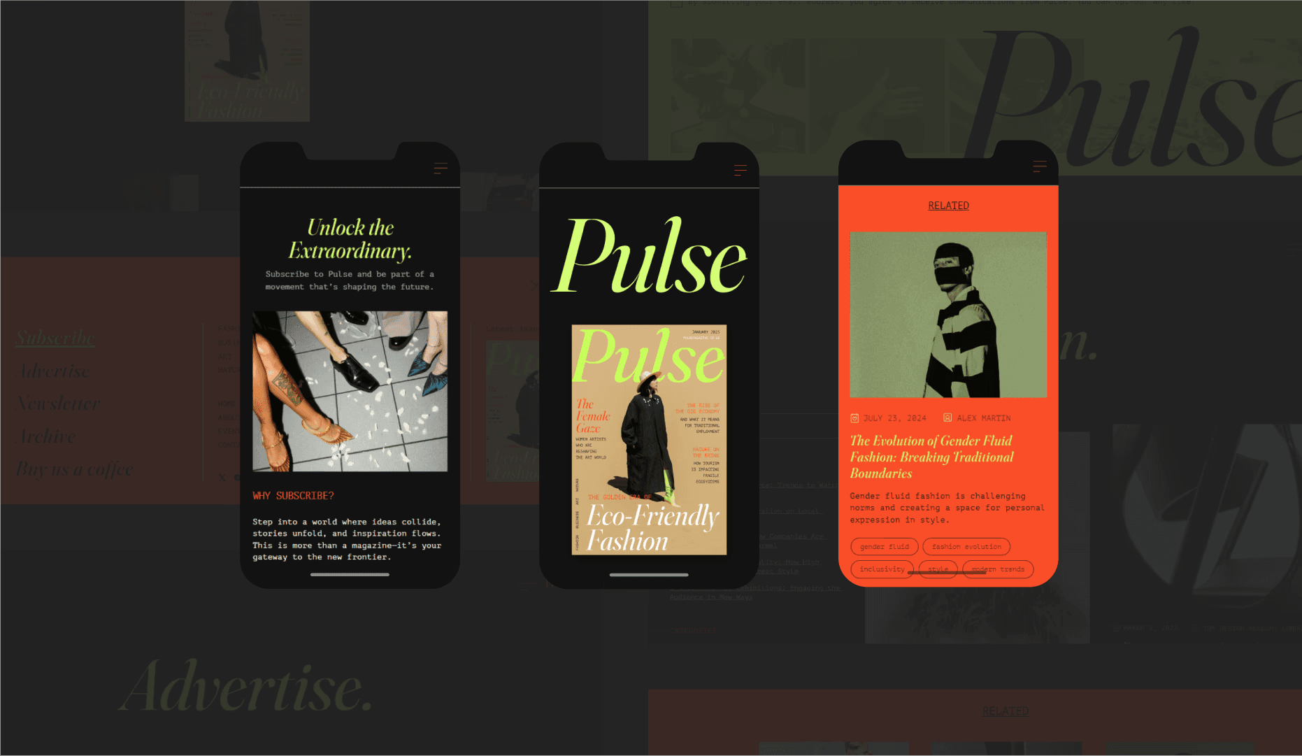 Pulse Editorial Magazine Visual Identity and Website - Responsive Web Design