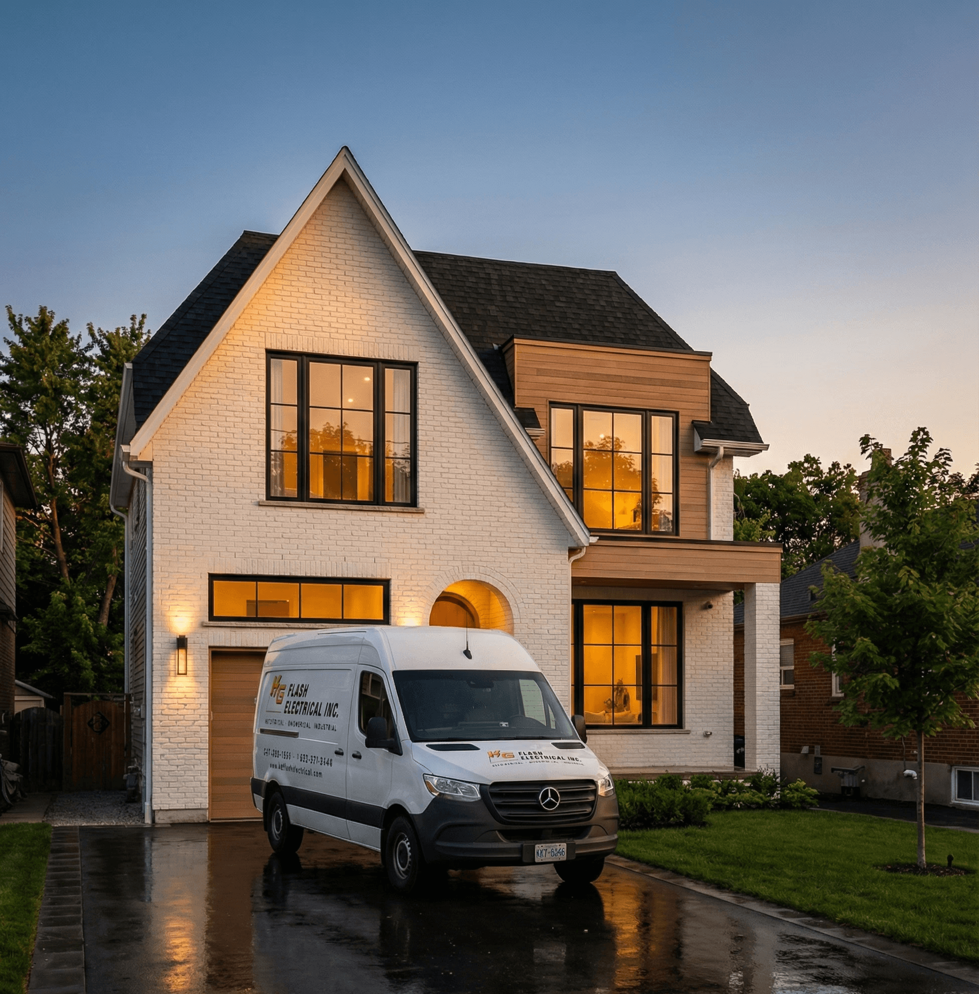 Two-story white house with a wraparound balcony overlooks a clear blue swimming pool. Palm trees and potted plants add a tropical vibe under a sunny sky.