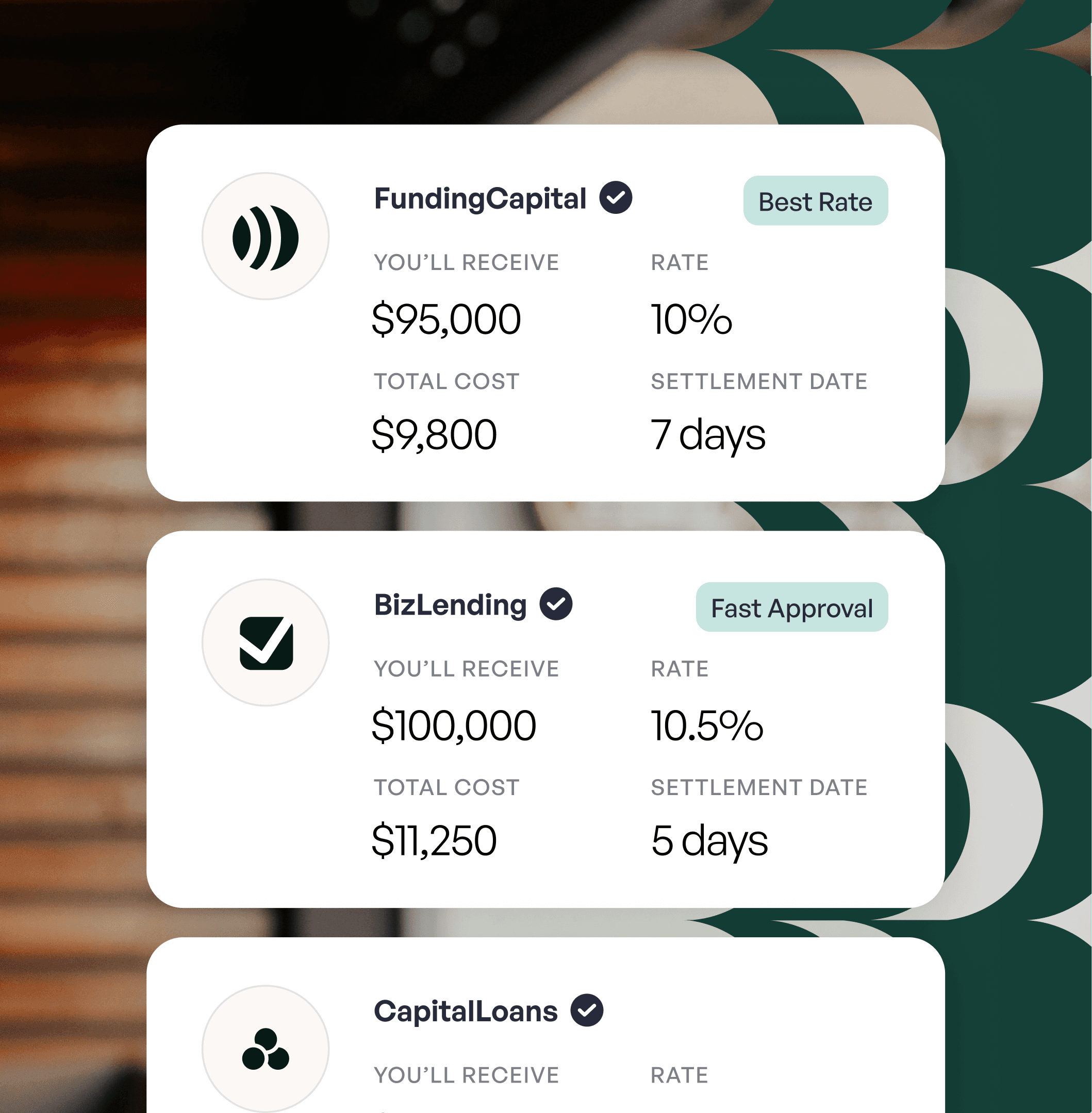 Image of hairdresser with notification of a new lending request on Bizzy platform
