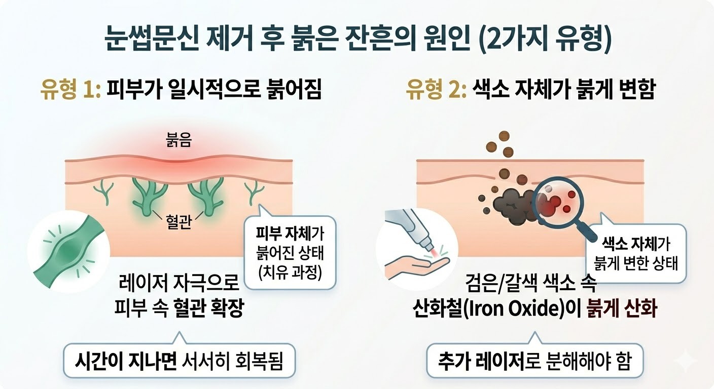 눈썹문신 레이저 제거 후 붉은잔흔 발생 원인 설명