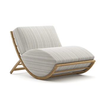 outdoor wooden armchair recalling a fish