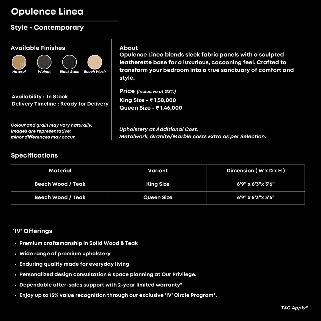 Two-tone bed with high curved headboard and cocoon feel.