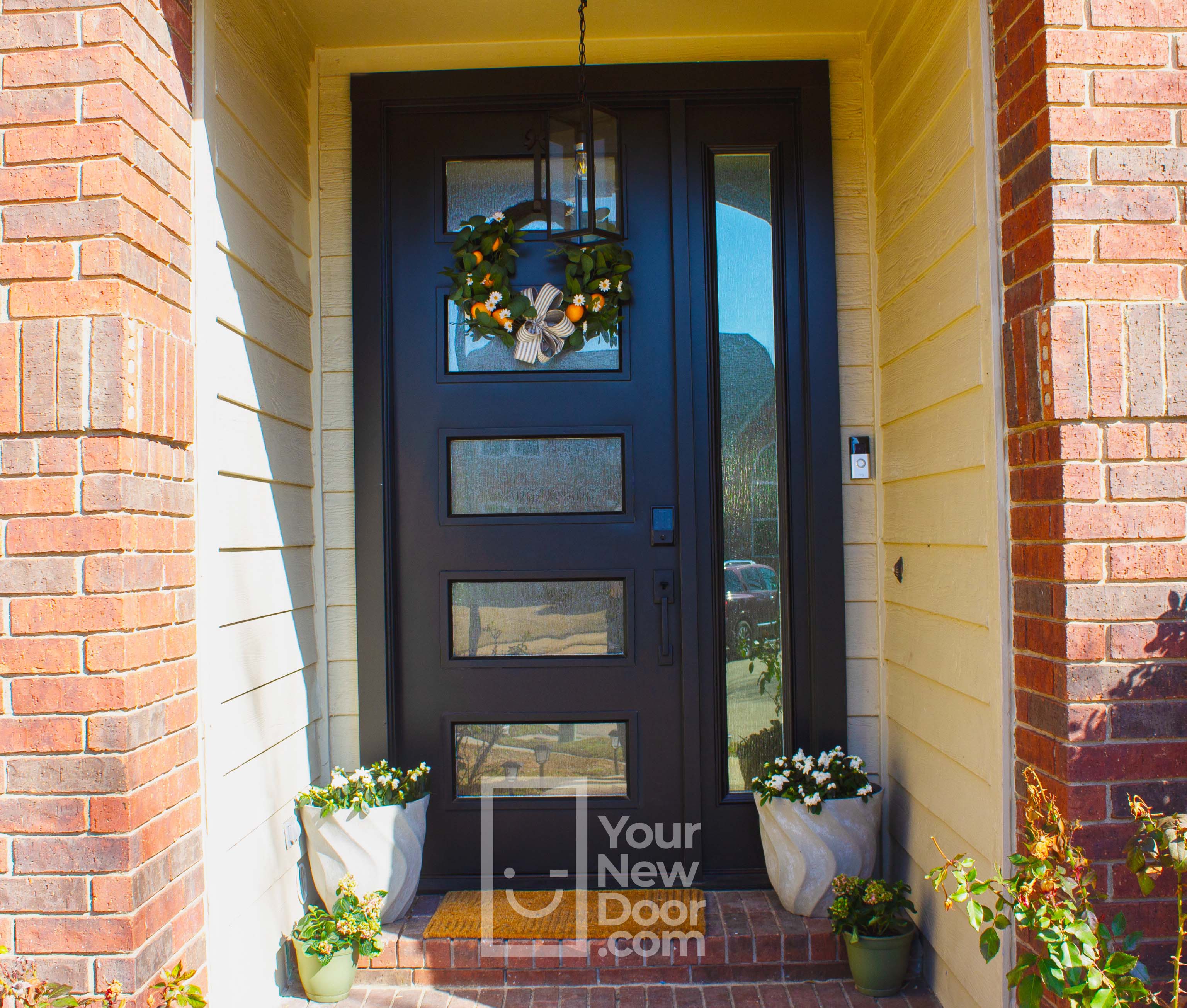 modern front door and single side light in Dallas, Texas