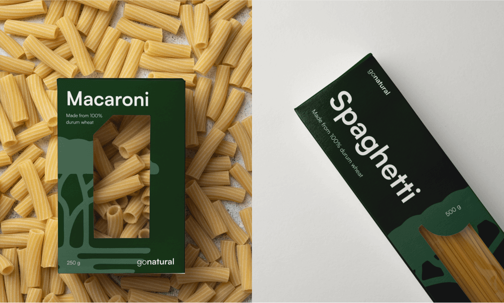 Macaroni and pasta packaging.