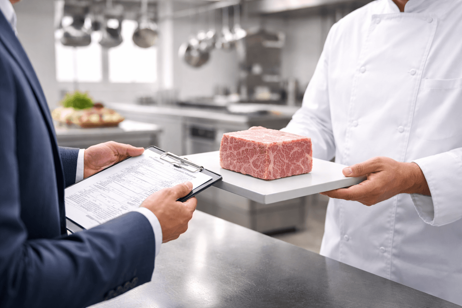Qualitätsprüfung eines marmorierten Rindfleischstücks zwischen Gastronomie und Fachbetrieb