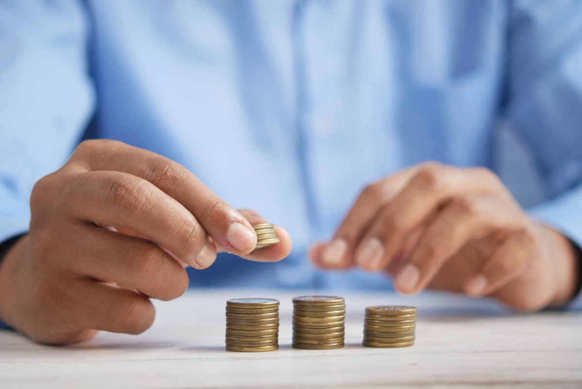 Coins stacking on a table