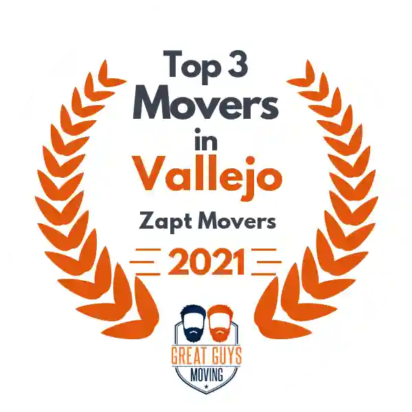 Zapt Movers Top 3 Movers in Vallejo 2021 award badge
