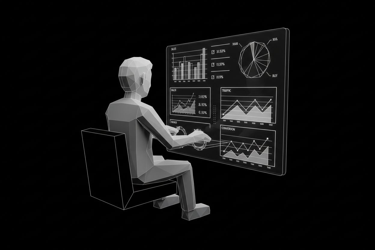 Marketer reviewing campaign analytics dashboard