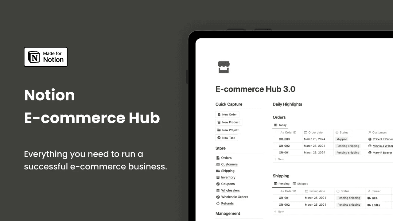 Notion Ecommerce Hub Template