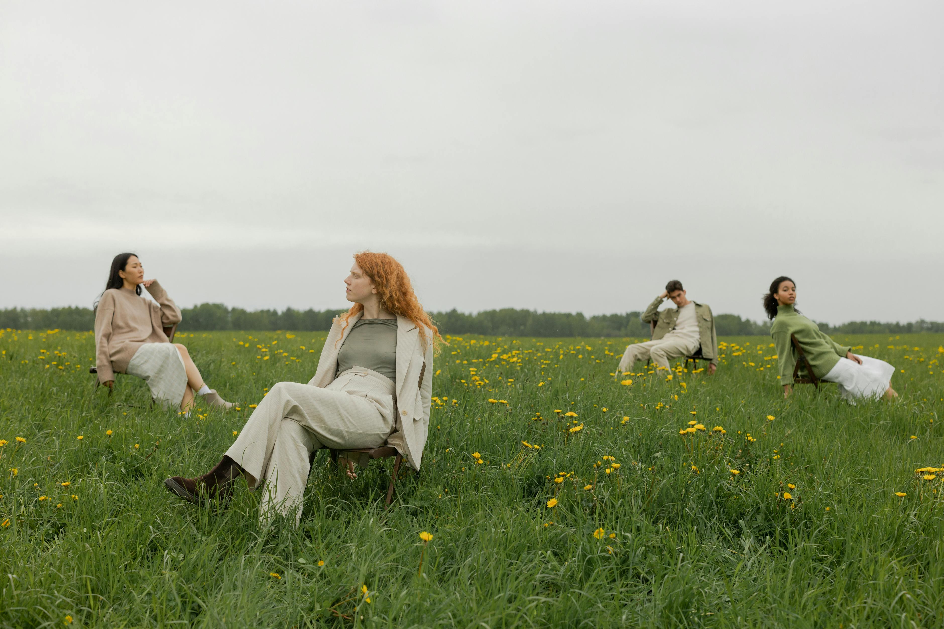 People in a field