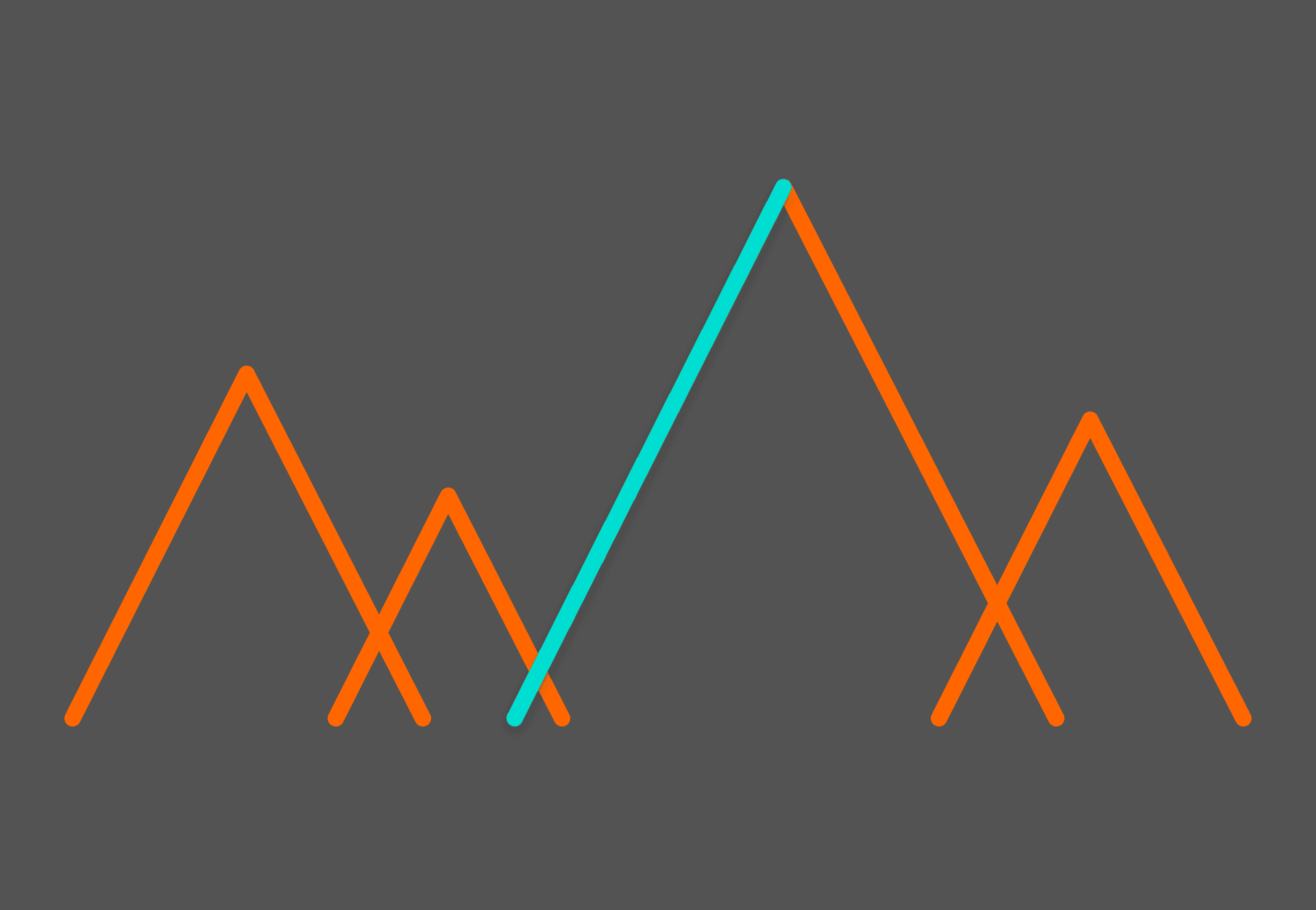 abstract graphic representing several mountains with one highlighted mountainside