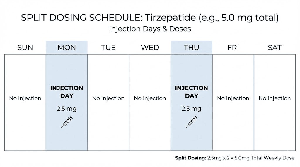 Tirzepatide split dosing weekly schedule calendar