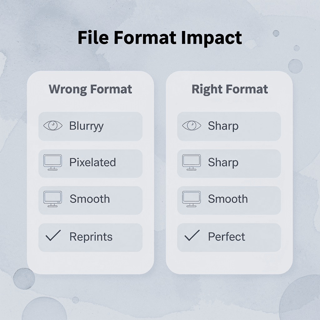 Comparison showing wrong vs right file format results
