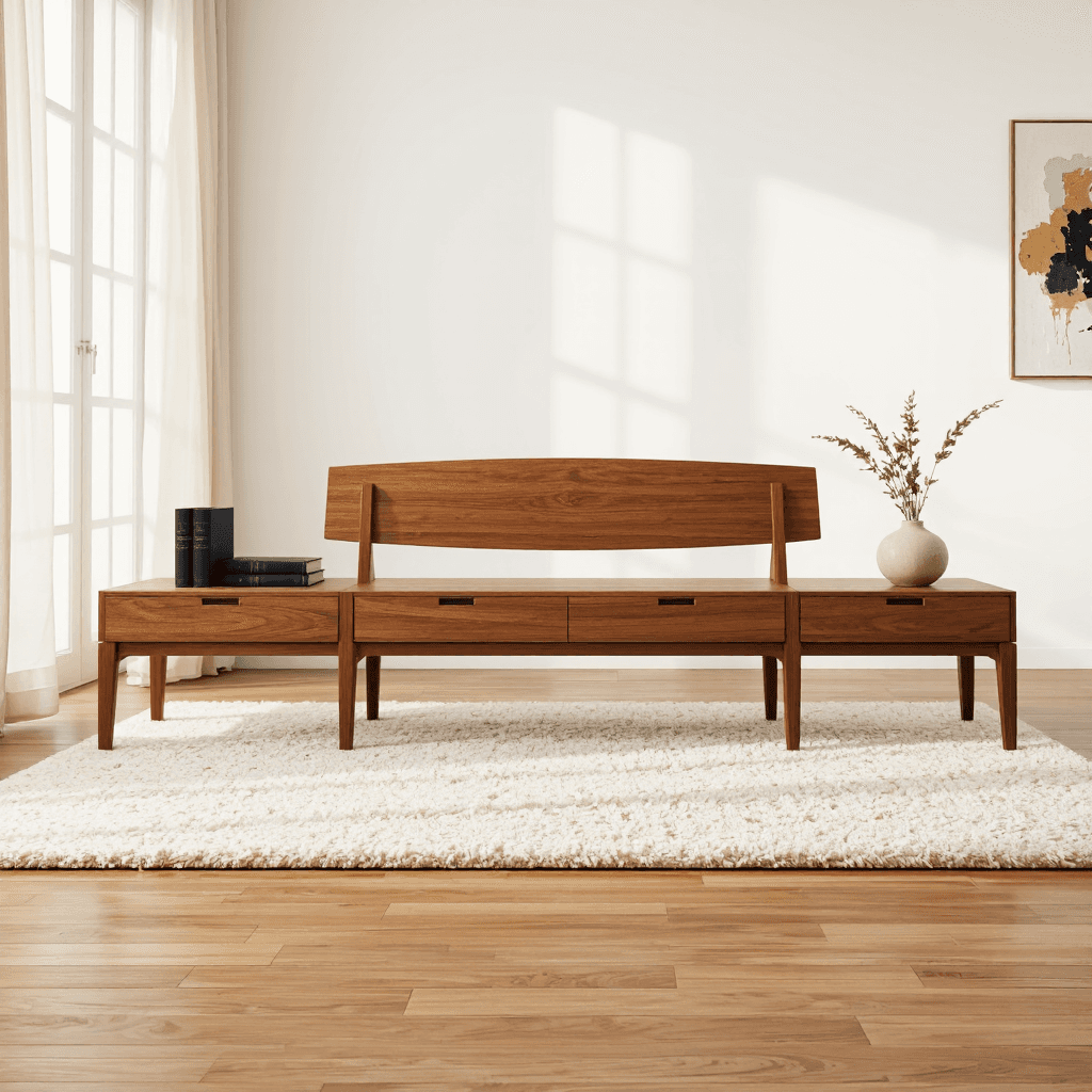 product photography of Modern wooden furniture piece