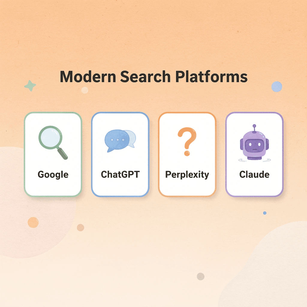 Infographic showing modern search platforms