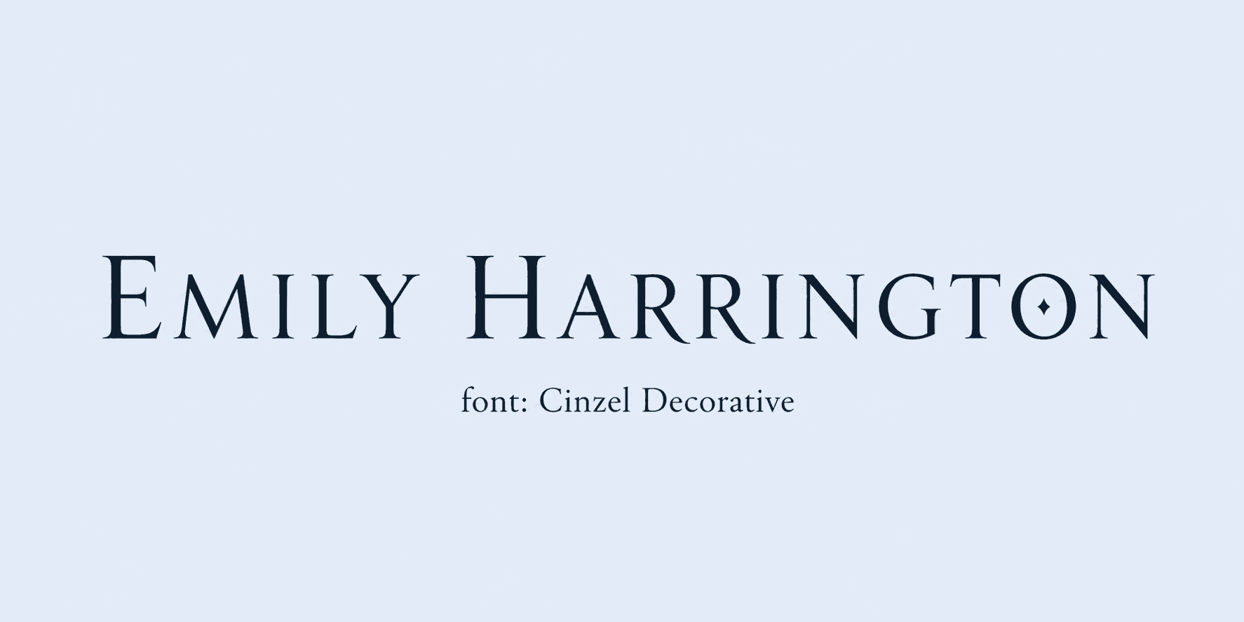 Sample name signed in a cursive signature font on a light background, with the font name labeled below.