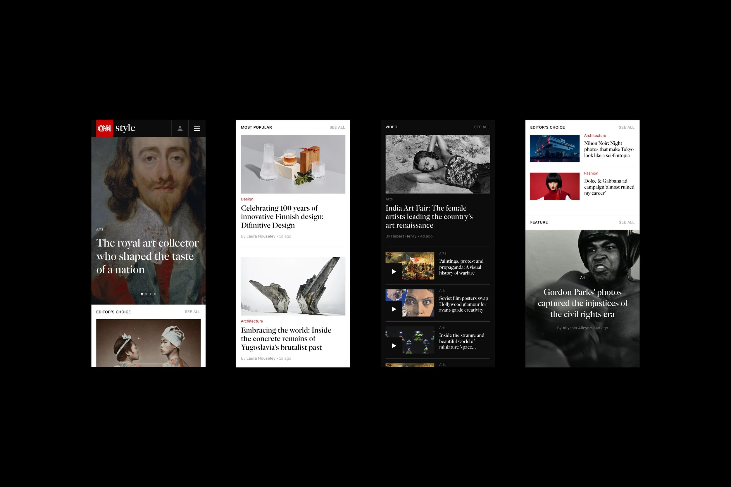 Website components for CNN Style, a global fashion, art and design publication.