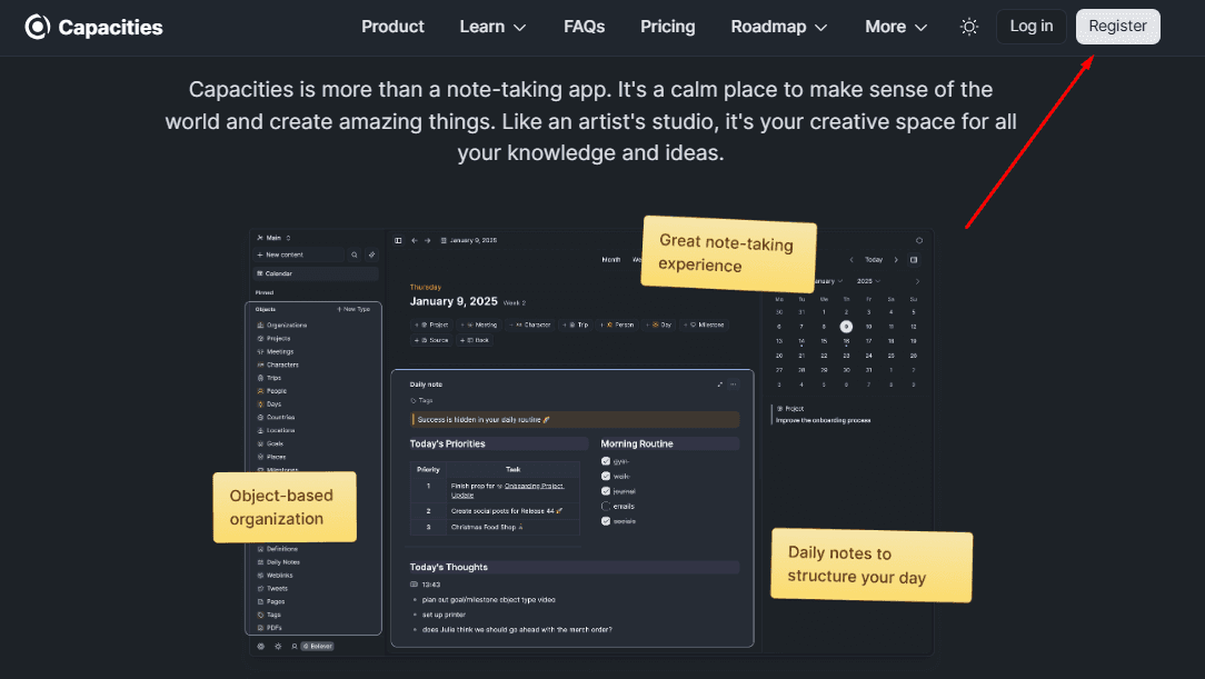 Entra a capacities.io