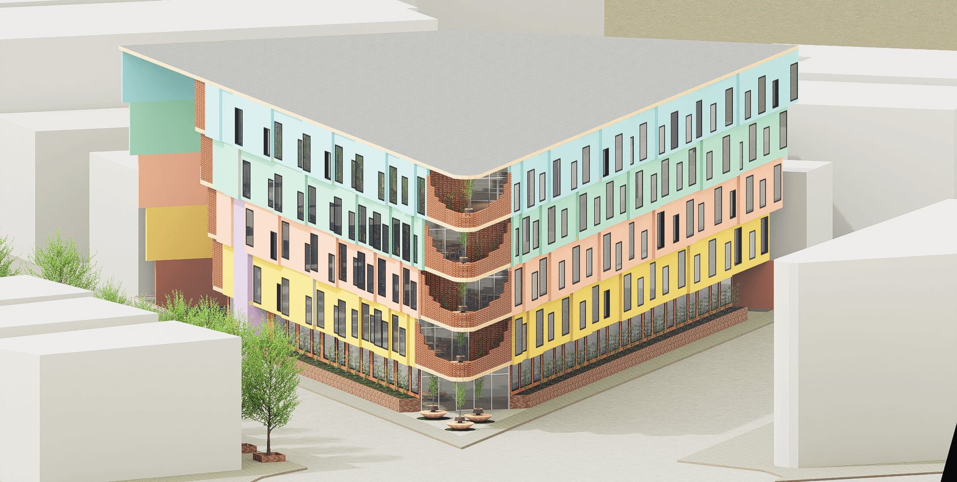 3D rendering of a proposed commercial complex