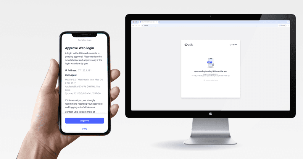 Traders can use Utila’s mobile signing app to approve transfers on the go.