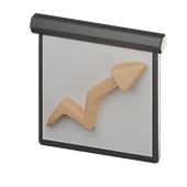3D Presentation Screen with upside arrow icon