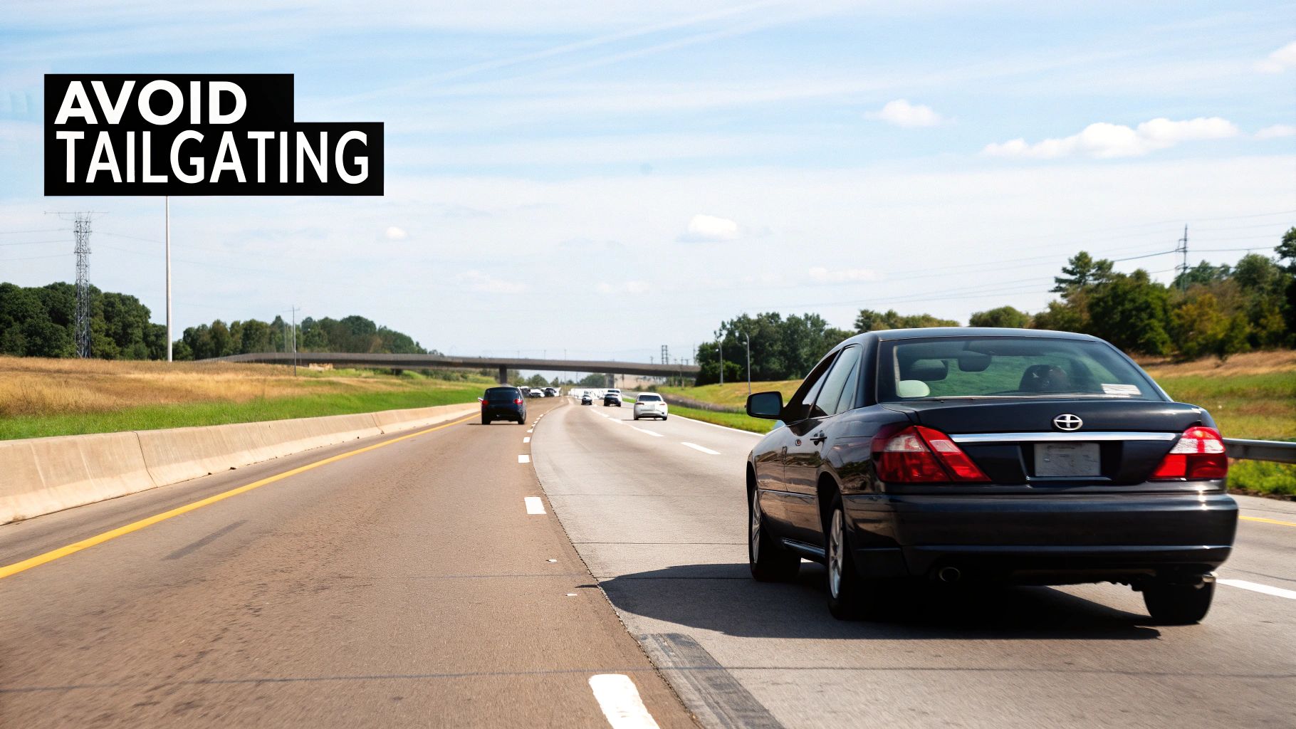 A driver looking at their phone instead of the road, illustrating distracted driving.