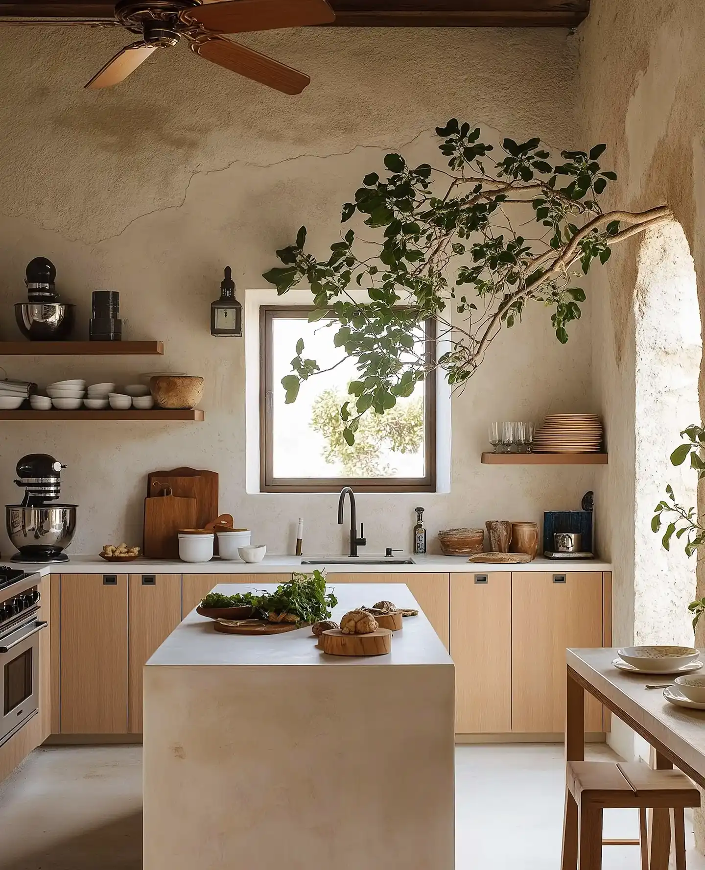 Stylish kitchen featuring wooden cabinets and bright lighting