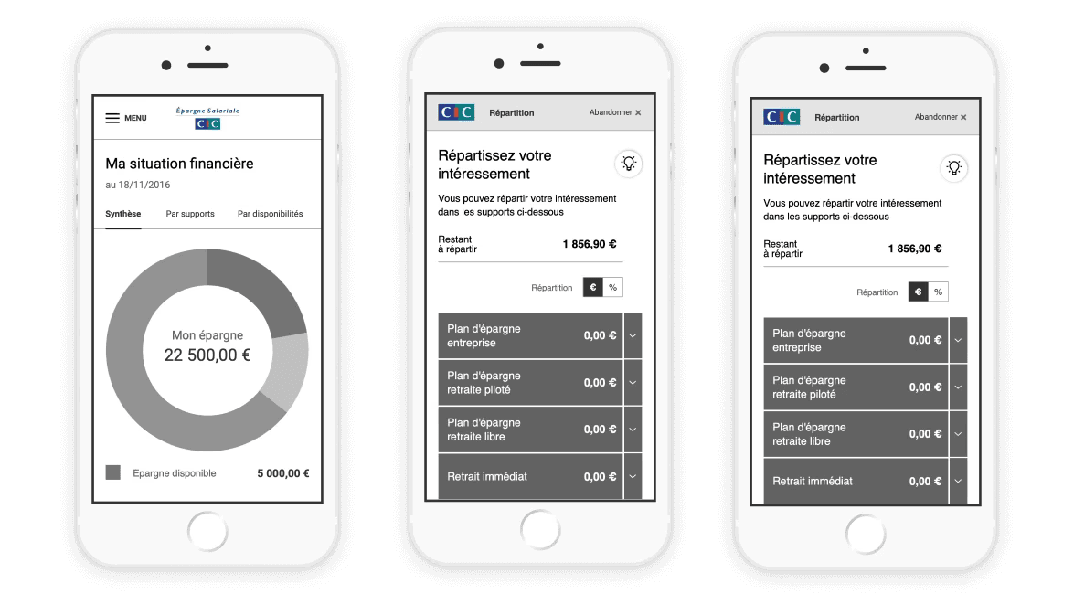 CIC mobile wireframes